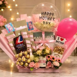 Mother’s Day Gift Hamper with Flowers Chocolates and Balloons