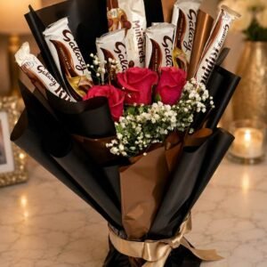 Chocolate Bouquet Lahore with Galaxy chocolates and pink roses