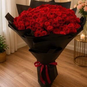 Luxury Red Rose Bouquet with densely arranged red roses