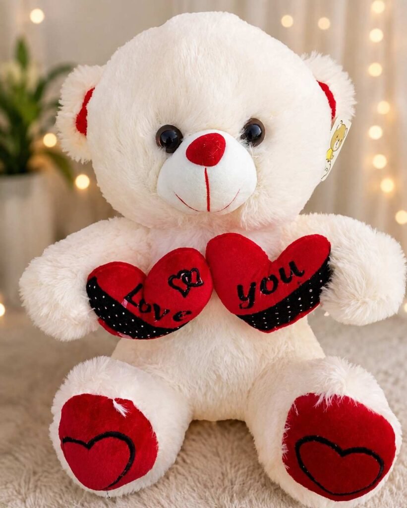 Love Teddy Bear with red heart details