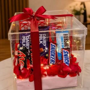 Chocolate Gift Box Pakistan with assorted chocolates and red roses