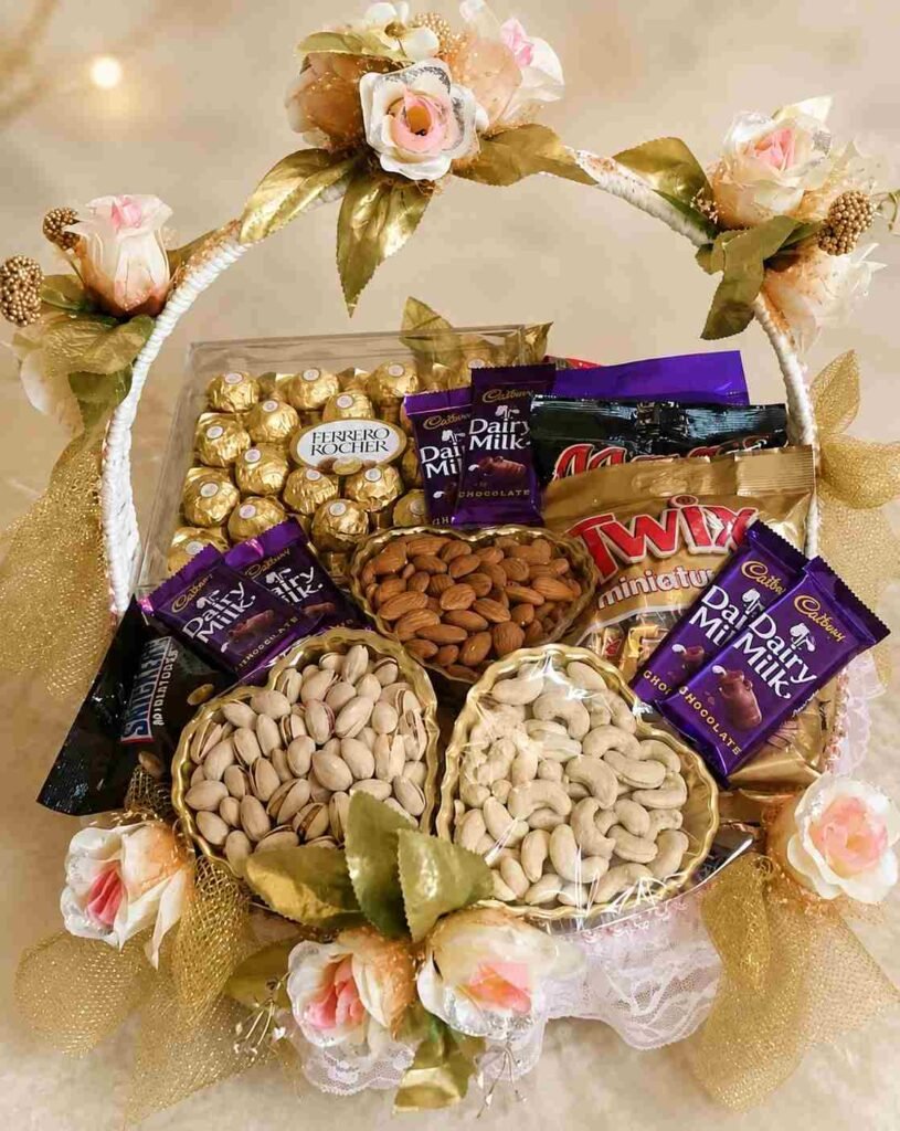 Dry Fruit Gift Basket with Chocolates and Nuts